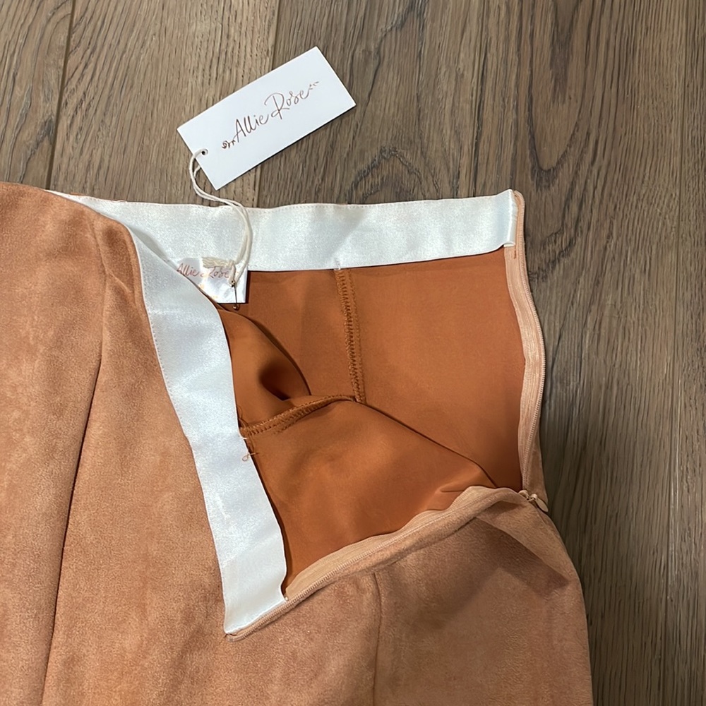 Pink lily tan faux suede midi skirt - Picture 4 of 7